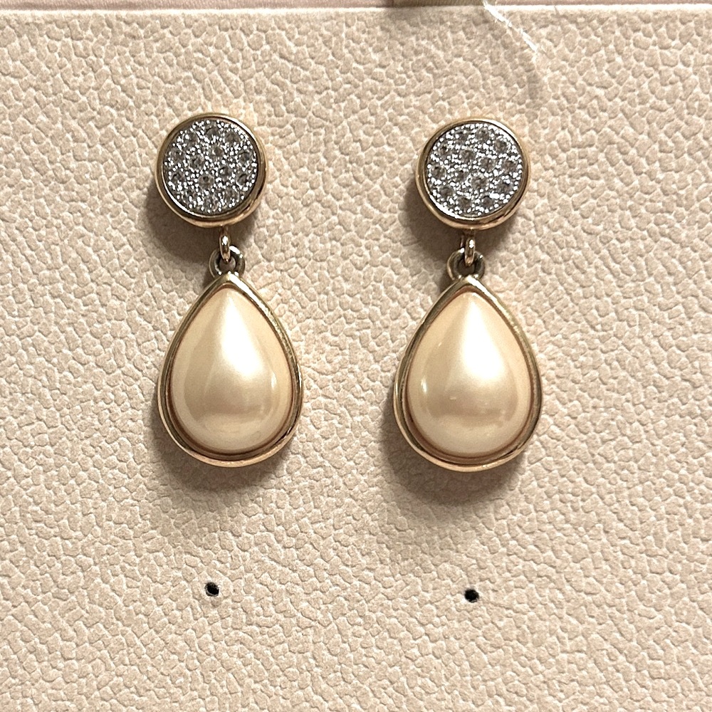 Vintage Monet gold tone faux pearl earrings